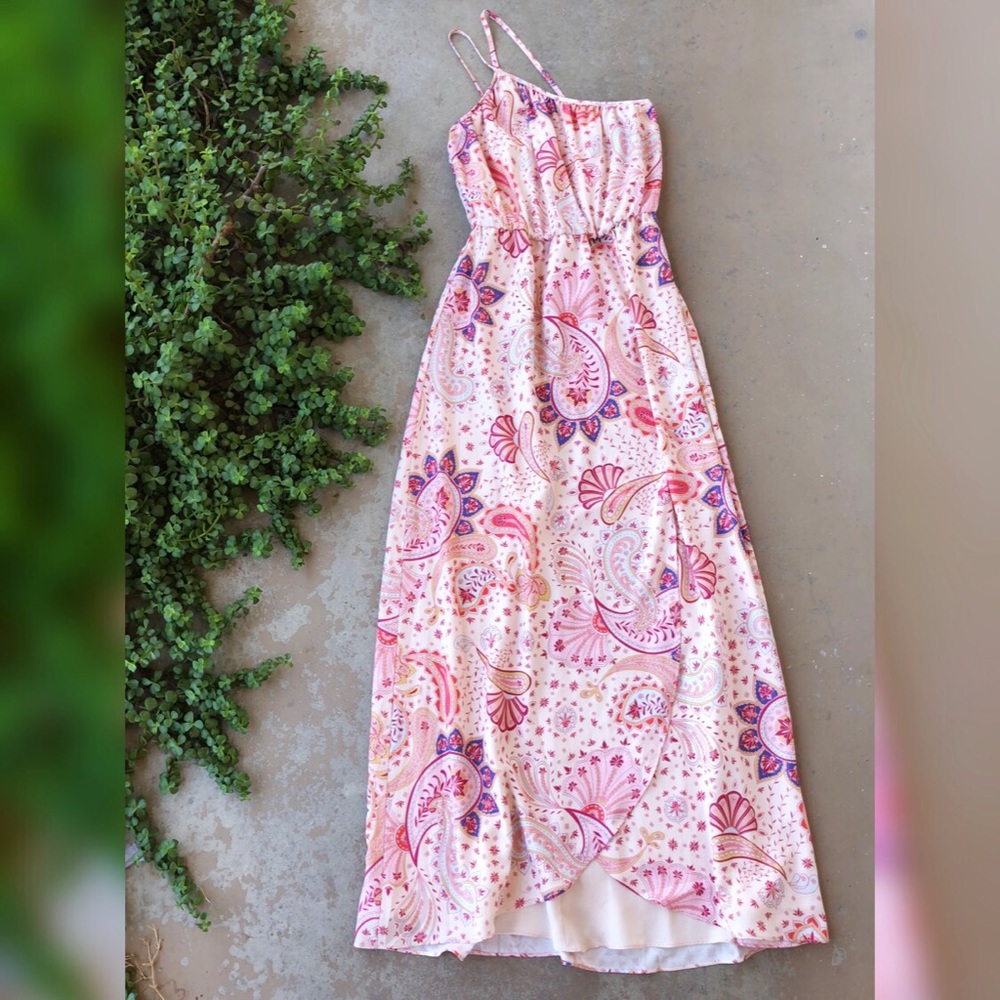 X Lovers Friends Pink Paisley Faux Wrap Maxi Dress - Picture 1 of 4